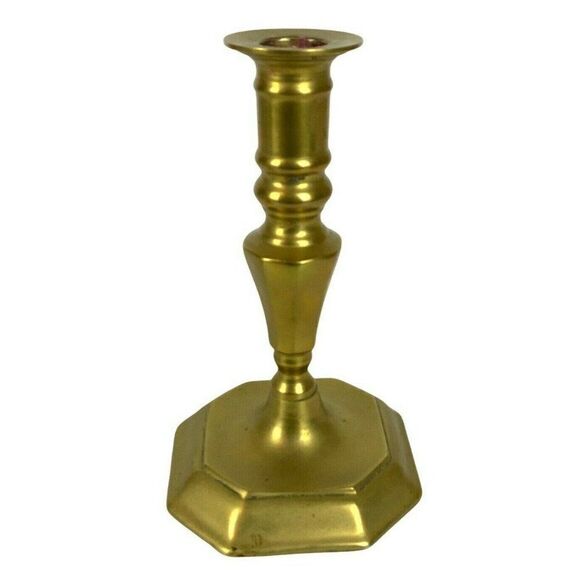 Antiqued Brass Candlesticks Holders 7 Inches Heavy Square Base Made in Korea - Picture 3 of 10